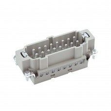 029023, Вилка (штыревая вставка); 16 контактов (1-16) + заземление; 16А; 400V; 6kV; Винтовое соединение 1..2.5 мм²; Прямой ввод; ПБТ; Материал контактов - посеребренная латунь; Типоразмер 16B; Серия E (упак 30 шт)