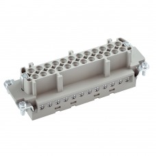 029024, Розетка (гнездовая вставка); 24 контакта (1-24) + заземление; 16А; 400V; 6kV; Винтовое соединение 1..2.5 мм²; Прямой ввод; ПБТ; Материал контактов - посеребренная латунь; Типоразмер 24B; Серия E (упак 25 шт)