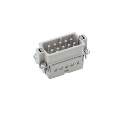 029421, Вилка (штыревая вставка); 10 контактов + заземление; 16А; 250V; 4kV; Винтовое соединение 1..2.5 мм²; Прямой ввод; Поликарбонат; Материал контактов - посеребренная латунь; Типоразмер 10A; Серия A (упак 80 шт)