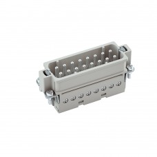 029423, Вилка (штыревая вставка); 16 контактов (1-16) + заземление; 16А; 250V; 4kV; Винтовое соединение 1..2.5 мм²; Прямой ввод; Поликарбонат; Материал контактов - посеребренная латунь; Типоразмер 16A; Серия A (упак 60 шт)