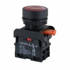 8025078022, Кнопка 22мм с возвратом 1 Н.З. (красный) с индикацией LED 220 V AC/DC; PSRL-1C 220 (упак 15 шт.)