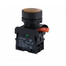 8025078224, Кнопка 22мм с возвратом 1 Н.О. желтый) с индикацией LED 220 V AC/DC; PSRL-1O 220 (упак 15 шт.)